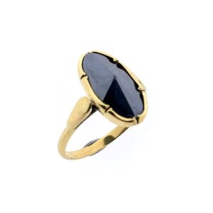 14 karaat vintage gouden ring met hematiet