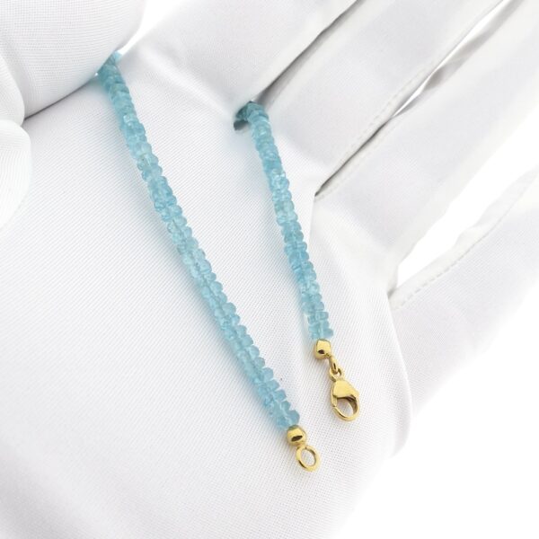 Gouden kralen armband met aquamarijn | 20 cm