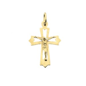 14 karaat geelgouden hanger van een kruis met corpus