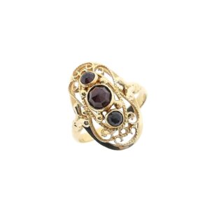 Gouden ring met granaat stenen | Vintage