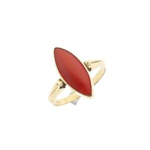 14 karaat vintage gouden ring met bloedkoraal