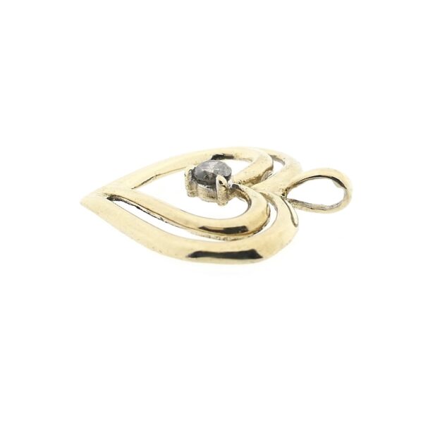 10 Krt. Hanger van een dubbel hart met diamant | 0,08 ct.