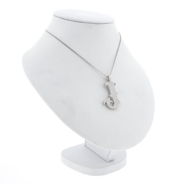 18 Krt. Witgouden hanger letter J met diamanten | 0,345 ct.