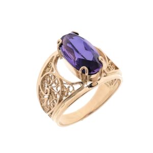 14 karaat roségouden ring gezet met …. , Russisch goud
