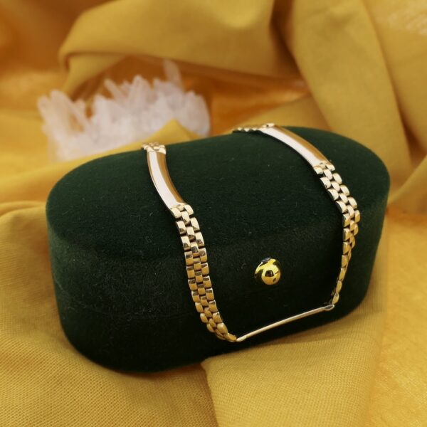 Bicolor gouden panter schakel collier | 41 cm