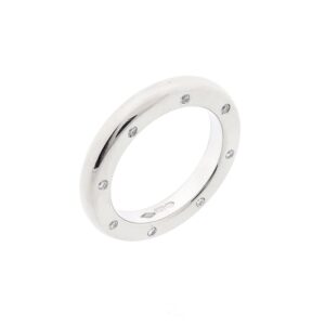 14 karaat witgouden ring gezet met totaal 0,08 ct. diamanten