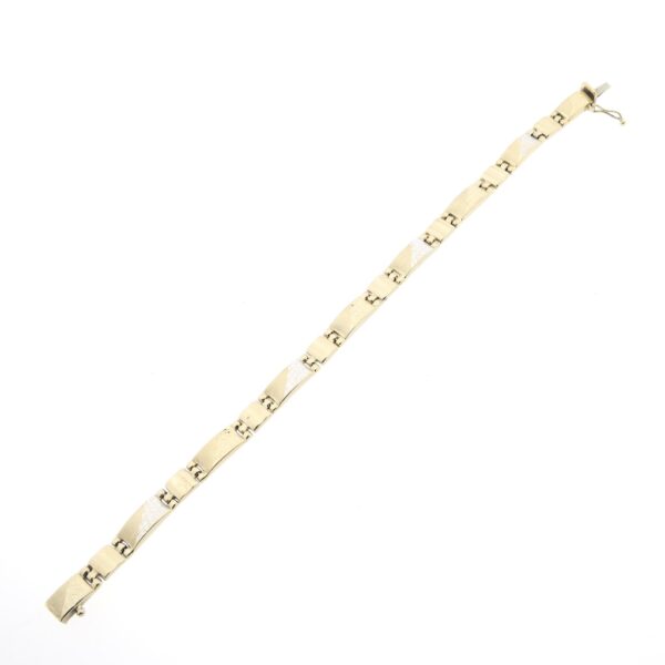 Bicolor gouden fantasie schakel armband | 19 cm