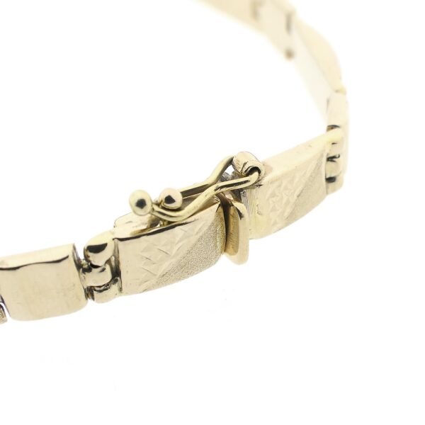 Bicolor gouden fantasie schakel armband | 19 cm