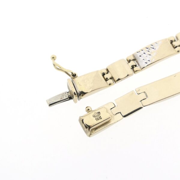 Bicolor gouden fantasie schakel armband | 19 cm