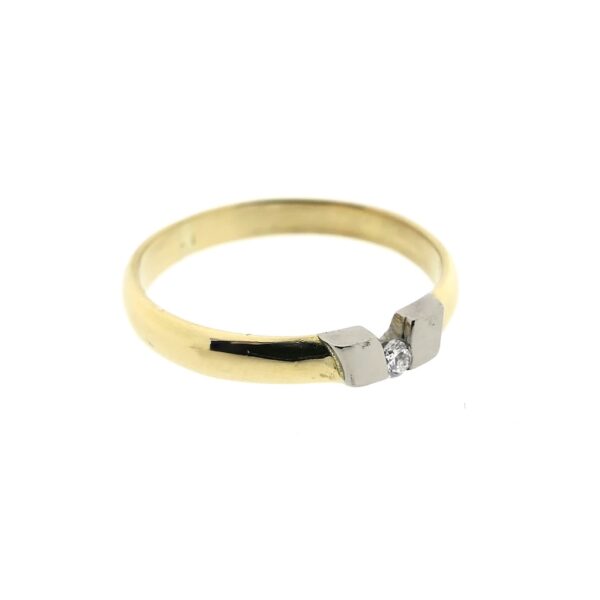 18 Krt. Bicolor gouden ring met diamant 0,04 ct.