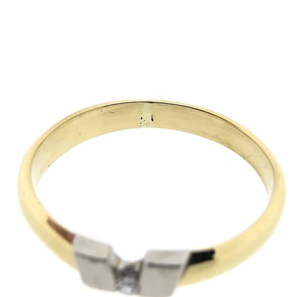 18 Krt. Bicolor gouden ring met diamant 0,04 ct.