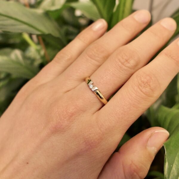 18 Krt. Bicolor gouden ring met diamant 0,04 ct.