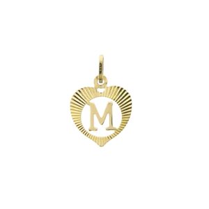 14 karaat gouden hart hanger met de letter M