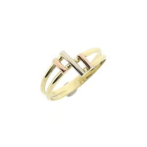 14 karaat tricolor gouden abstracte ring