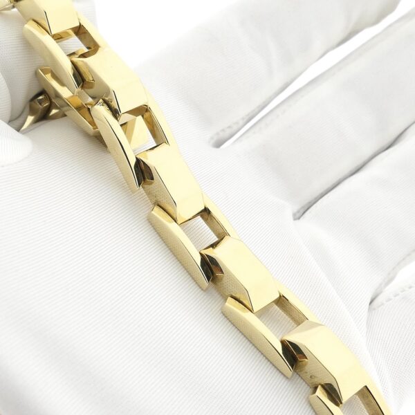 Gouden fantasie schakel armband; 18,5 cm | Robuust