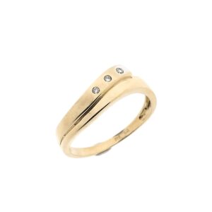 14 karaat geelgouden ring gezet met totaal 0,015 ct. diamanten