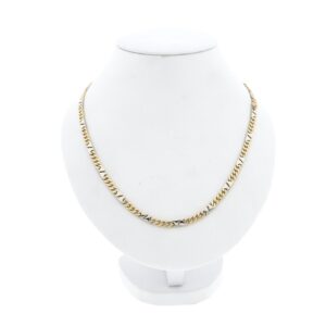 14 karaat bicolor gouden fantasie schakel/ gourmet schakel ketting