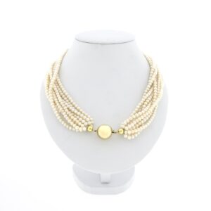 parel collier met gouden sierslot