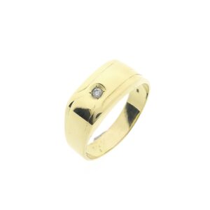 14 karaat gouden zegelring met zirconia | Heren