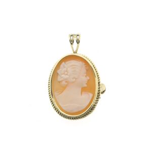 14 karaat gouden broche/hanger met camee | Antiek