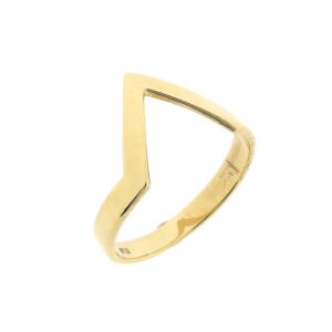 14 karaat geelgouden ring met driehoek vorm