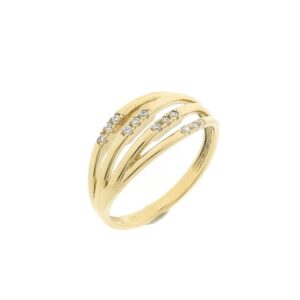 14 karaat geelgouden ring gezet met zirconia stenen