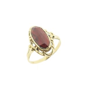 Vintage 14 karaat gouden ring met granaat