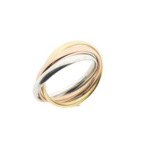 14 karaat tricolor gouden trinity ring