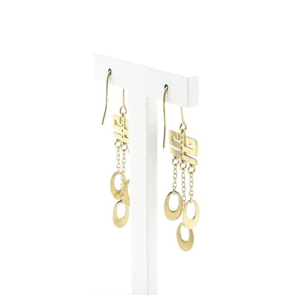 18 Krt. Vintage gouden lange oorhangers met zirconia | Art Deco