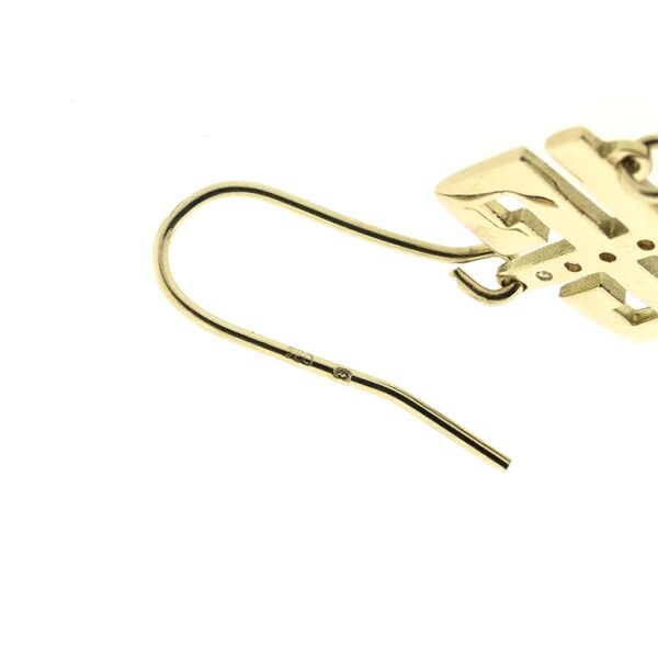 18 Krt. Vintage gouden lange oorhangers met zirconia | Art Deco