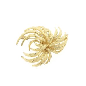 Massief 14 karaat luxe gouden broche met verwilderd design