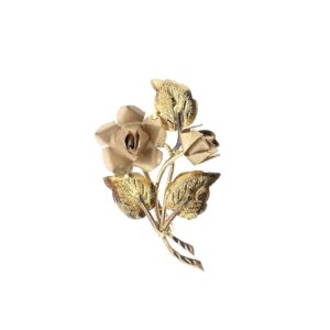14 karaat bicolor gouden rozen broche