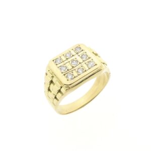 18 karaat gouden zegelring met diamant