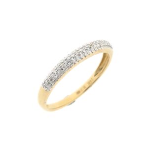 14 karaat geelgouden rijring met totaal 0,23 ct. diamaten
