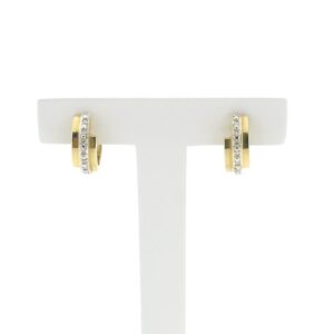 14 karaat gouden oorringen met diamant; 0,06 ct. | Ø 13,9 mm