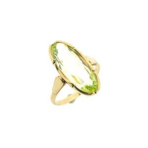 14 karaat gouden ring met groene Beryl | Vintage/antiek