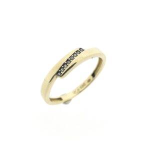 14 karaat vintage gouden rijring met zirconia