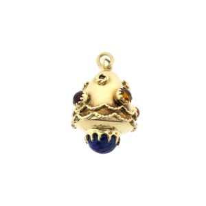 14 karaat geelgouden hanger met een mix van edelstenen