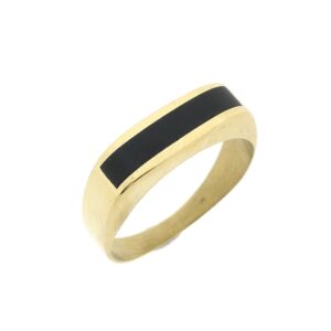 14 karaat geelgouden ring met onyx | Heren ring