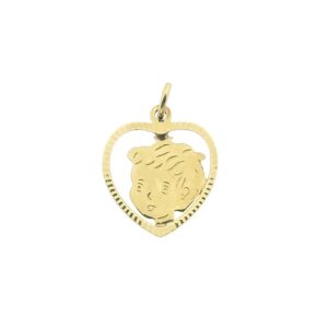14 karaat gouden hart hanger van een jongen kinderkopje