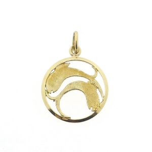 14 karaat gouden hanger van twee dolfijnen