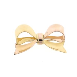 14 karaat bicolor gouden broche van een strik