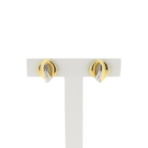 14 karaat bicolor gouden oorstekers met diamant | 0,01 ct.