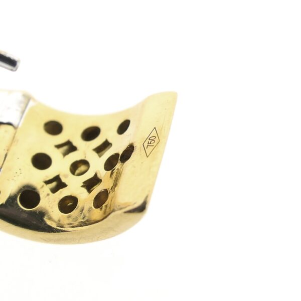 18 Krt. Bicolor gouden klapcreolen pavé gezet met diamant; ca. 0,51 ct. | Ø 10,7 mm